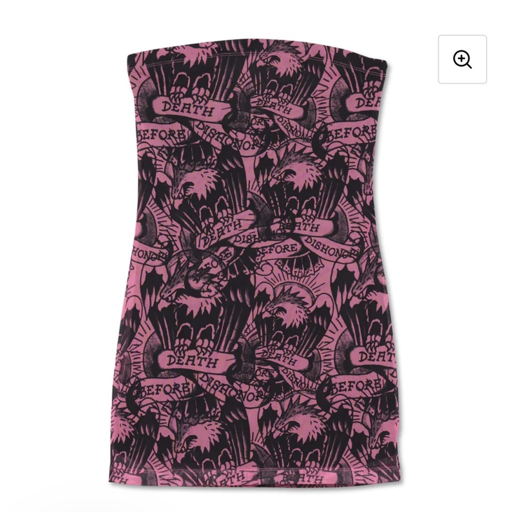 💀Ed Hardy “DEATH BEFORE DISHONOR “Logo Tube Top Dress  - Y2K Size -Large - Picture 4 of 9